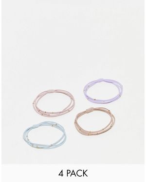 Accessorize – mit perlen verzierte haargummis im multipack - Weiß