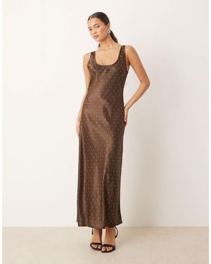 Mango Racer Maxi Dress With Embellishment - Natural