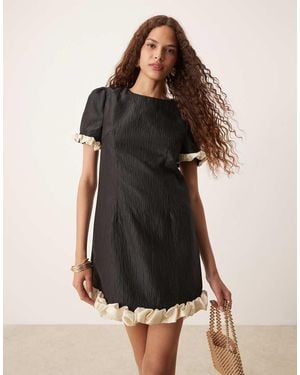 Sister Jane Contrast Bubble Mini Dress - Black