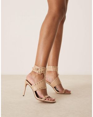ASOS National - sandales cloutées à talon haut - sable - Neutre