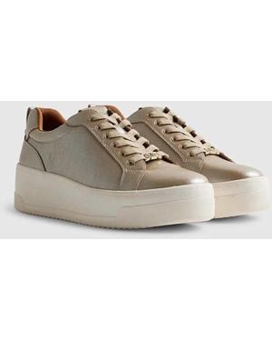 River Island Lace Up Flatform Trainers - Natural