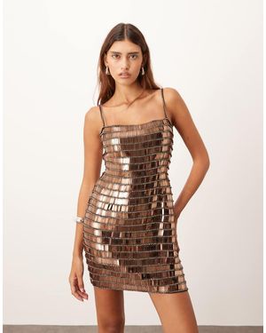 ARRANGE Linear Encrusted Cami Mini Dress - Brown