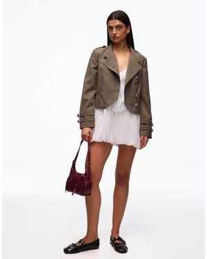 Bershka Zweireihiger blazer mit knöpfen - Weiß