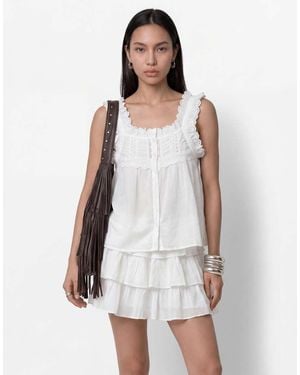 Noisy May Frill Sleeve Button Through Top Co-Ord - White
