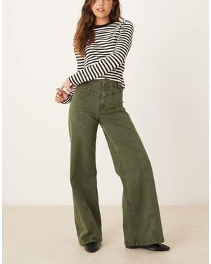 Free People Libre Wide Leg Trousers - Green