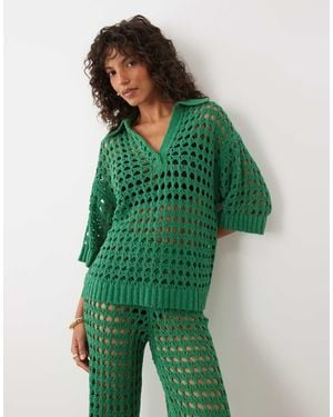 ASOS – kurzärmliges, gehäkeltes strandoberteil - Grün