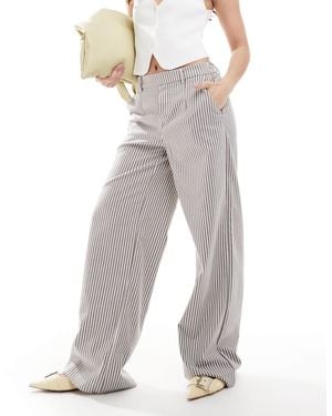 Object Wide Leg Tailored Pants - Gray