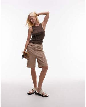 TOPSHOP Loose Fit Denim Jorts - White