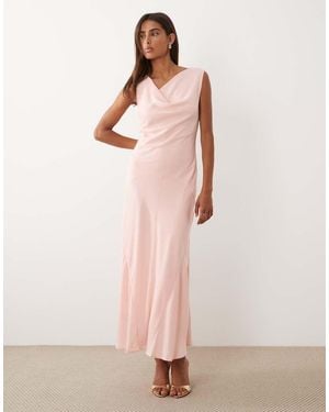 Y.A.S Cowl Front Satin Maxi Dress - Pink