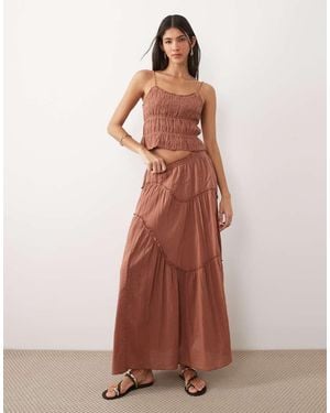 Iisla & Bird Maxi Ruffle Skirt - Brown