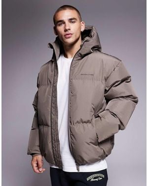 Good For Nothing Hooded Puffer Jacket - Grey