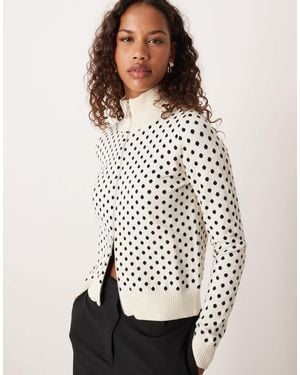 Motel Talisa Zip Up Knit Jacket - White