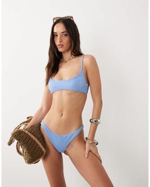 Mango Teen Crinkle Scoop Neck Bikini Set - Blue