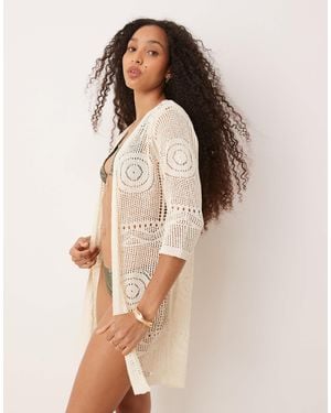 Jdy – strand-kimono aus häkelware - Natur