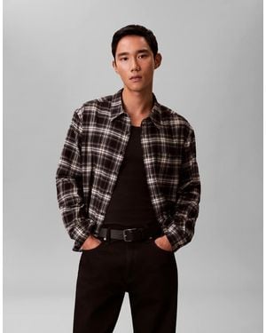 Calvin Klein Boxy Fit Check Shirt - Black