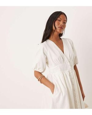 Nobody's Child Petite Starlight Puff Sleeve Mini Dress - White