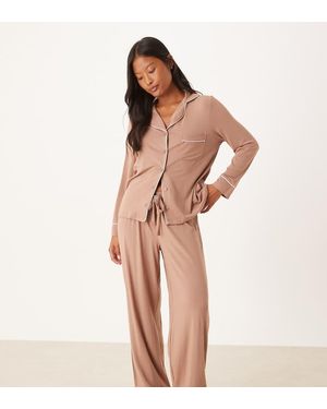 ASOS Pijama De Manga Larga De Tejido Muy Suave De Asos Design Petite - Neutro