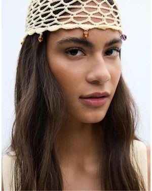 Stradivarius Rhinestone Skull Cap - Brown