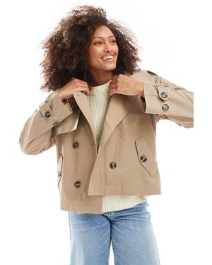 Cotton On Retro Cropped Trench Jacket - Natural