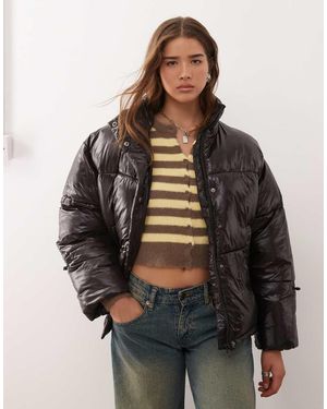 Noisy May Shiny Puffer Jacket - Brown
