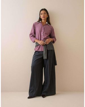Nobody's Child Pinstripe Contrast Collar Shirt - Pink
