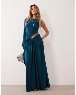 ASOS Co-ord Sculpted Twisted Front Maxi Skirt - Blue