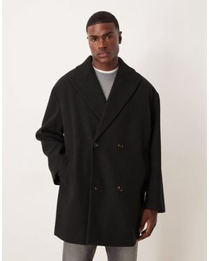 ASOS Oversized Wool Look Peacoat - Black