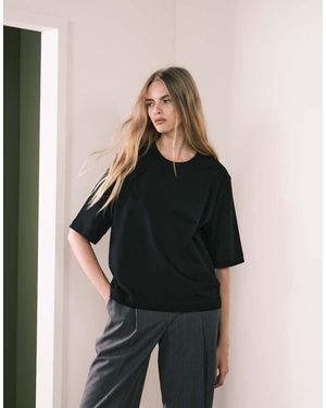 ARKET Camiseta Negra De Corte Cuadrado De Tejido Grueso De - Negro