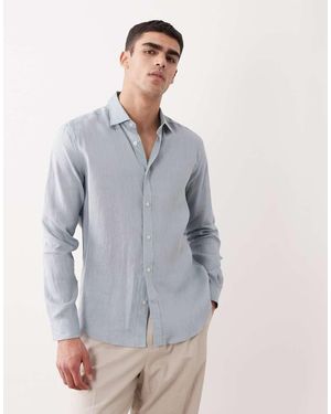 Mango 100% Linen Long Sleeve Shirt - Grey