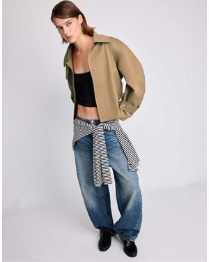 Stradivarius Trench Corto Con Cintura - Blu