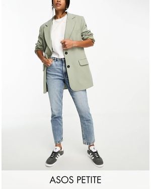 ASOS Asos Design Petite Slim Fit Mom Jeans - Blue
