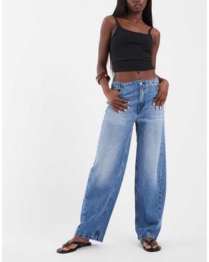ASOS Vaqueros De Pernera Barrel Sin Cinturilla Con Lavado Medio-Azul