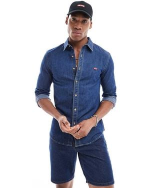 Levi's Battery Batwing Logo Slim Fit Chambray Denim Shirt - Blue