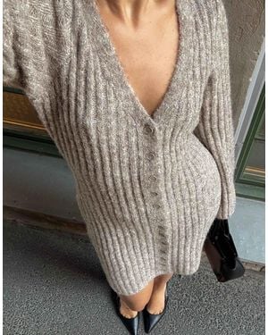 NA-KD Robe courte cardigan en maille mélangée beige chiné - Gris