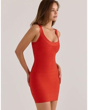 House Of Cb The Og Saffron Scoop Neck Bandage Mini Dress - Red