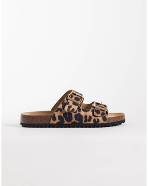 SEQWL Wide Fit Seqwl Olsen Wide Fit Double Buckle Flat Sandals - Brown