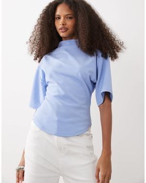 ASOS Short Sleeve With High Neck Top - Blue