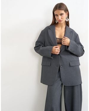 TOPSHOP Slouchy Chuck On Blazer - Gray