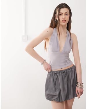 Collusion Cupro Longline Slinky Halter Top - Grey