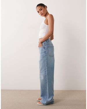 ASOS Asos Design Petite Straight Wide Leg Jeans - Blue
