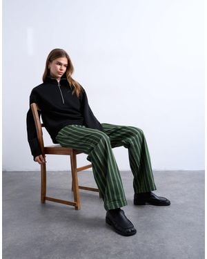 TOPSHOP Straight Leg Striped Trouser - Green