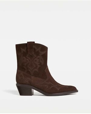 Stradivarius Stivaletti Stile Cowboy - Marrone