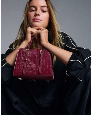 Bershka Textured Box Bag With Buckles