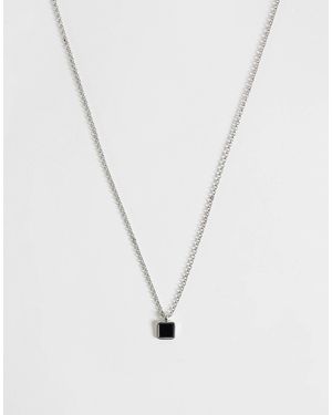 ASOS Schwarze halskette mit quadratischem anhänger - Weiß
