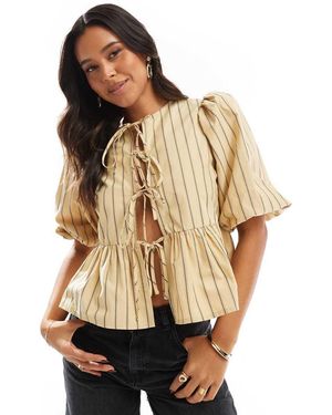 Glamorous Tie-Front Top - Natural