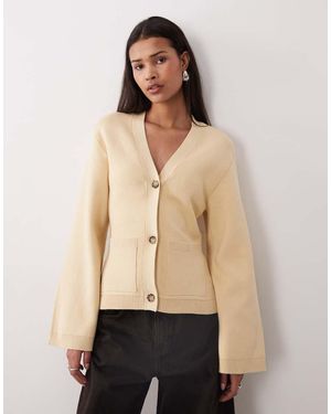 Gina Tricot Cinched Waist Cardigan - Natural