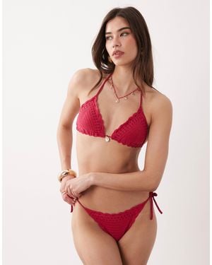 New Look – gehäkelte bikinihose - Rot