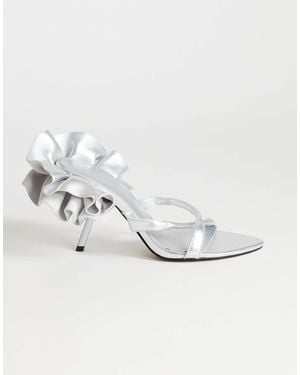 TOPSHOP Ophelia Real Leather High Heeled Sandal With Ruffle - White