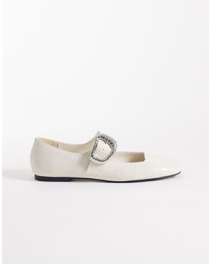 ASOS Linton Square Toe Mary Jane Ballets - White
