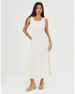 Brave Soul Maxikleid aus strukturiertem jersey mit spitze, trägern und ausgestelltem schnitt - Weiß